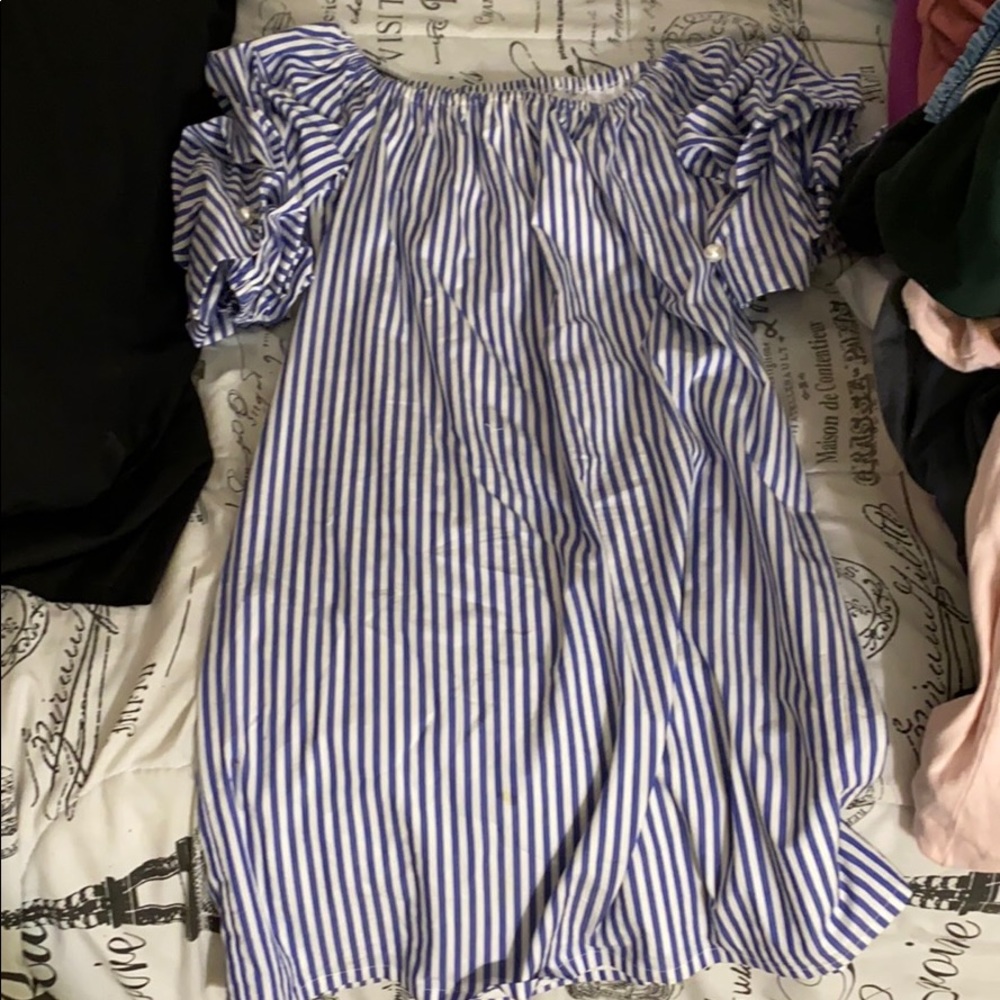 Stripped blue and white dress